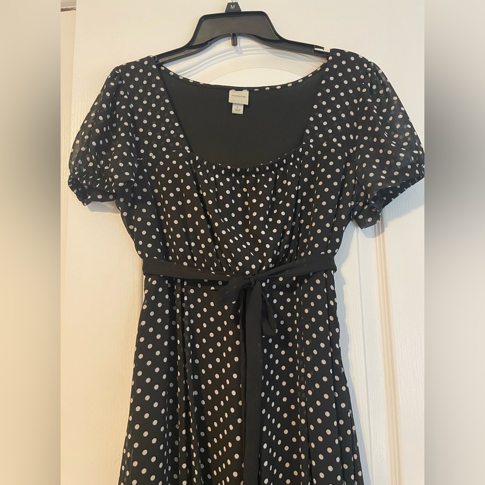 Merona Black and White Polka Dot Midi Dress - Picture 2 of 7